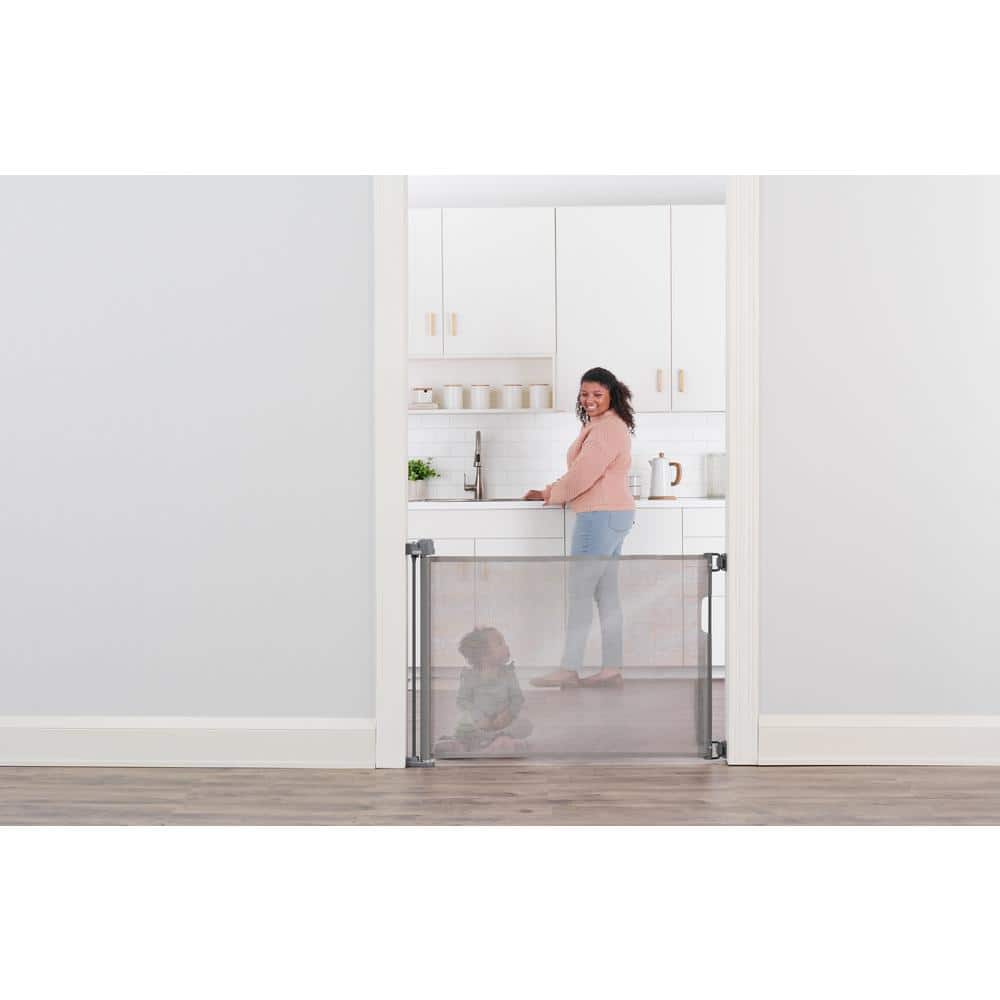 30 in. Tall Gray Retractable Mesh Safety Gate - Hercitys