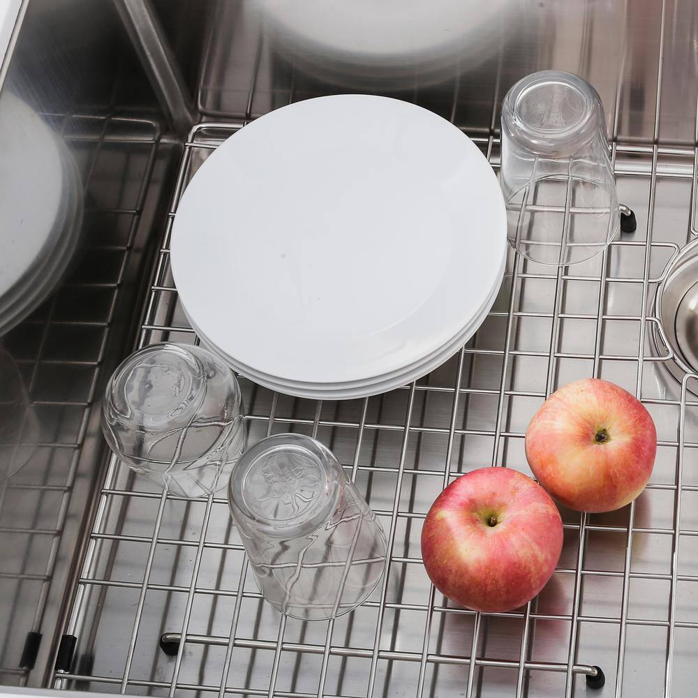 25 in. x 12.8 in. Center Drain Stainless Steel Sink Grid - Hercitys