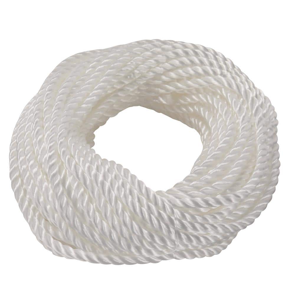 3/8 in. x 100 ft. White Twisted Polypropylene Rope - Hercitys