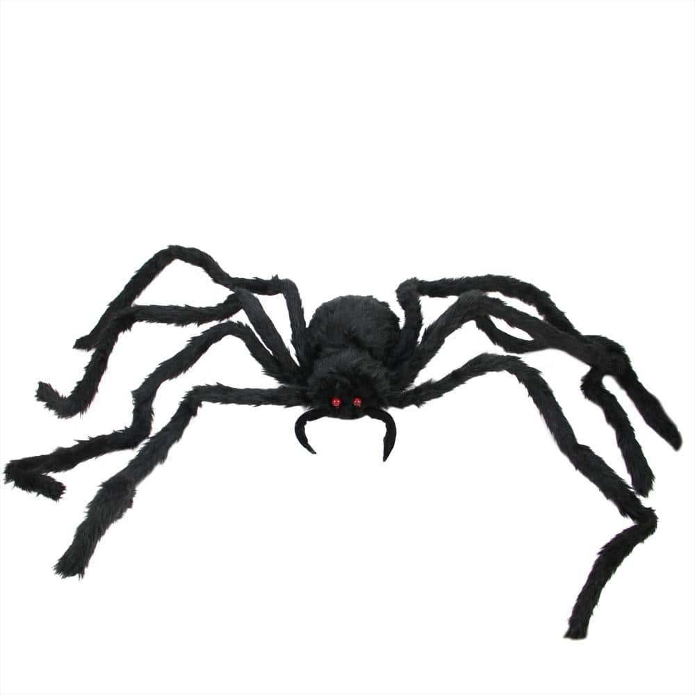 18 in. H x 48 in. W Black Spider with LED Flashing Eyes Halloween Decoration - Hercitys