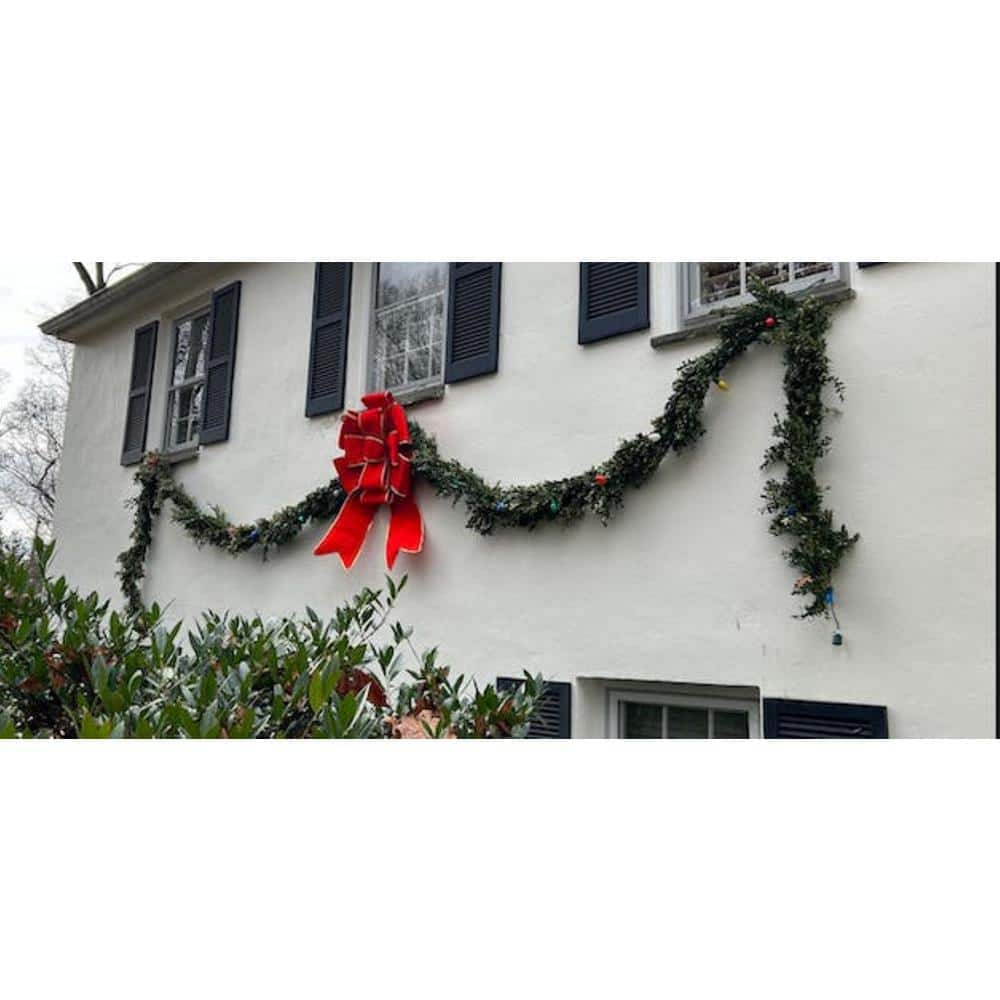 40 in. Giant Red 3D 11-Loop Velveteen Christmas Bow with Gold Trim - Hercitys