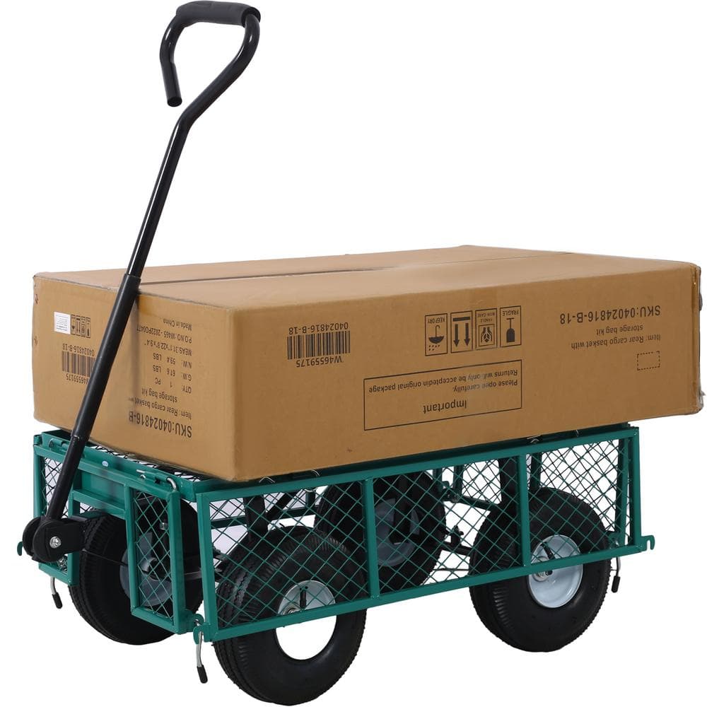 3 cu. ft. Green Steel Garden Cart, 550 lbs. Capacity - Hercitys