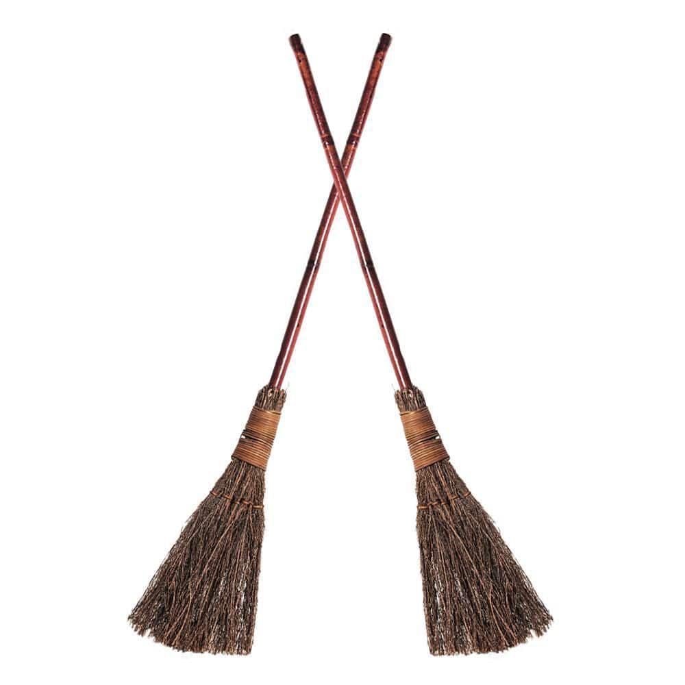 36 in. Classic Cinnamon Bamboo Handle Scented Broom (2-Pack) - Hercitys