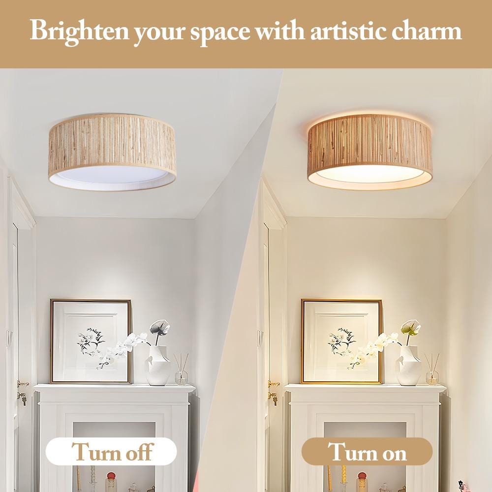 15.7 in. 3-Light Flush Mount with Fabric Shade and No Bulbs Included - Hercitys