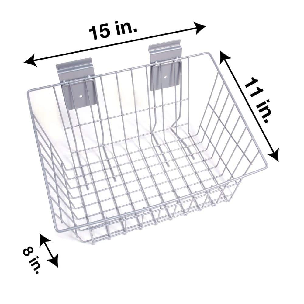 15 in. L x 11 in. W x 8 in. H Slatwall Medium Wire Basket (3-Pack) - Hercitys
