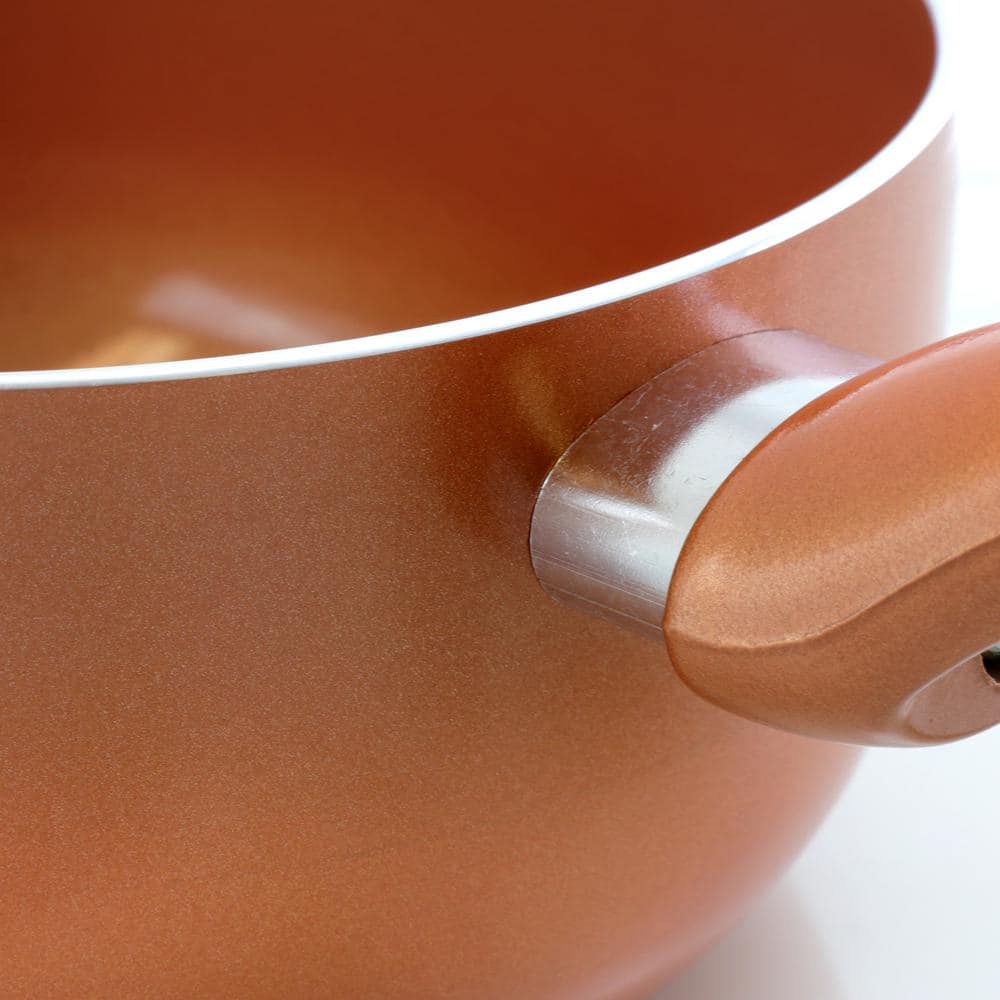 2 qt. Aluminum Ceramic Nonstick Sauce Pan in Copper with Glass Lid - Hercitys