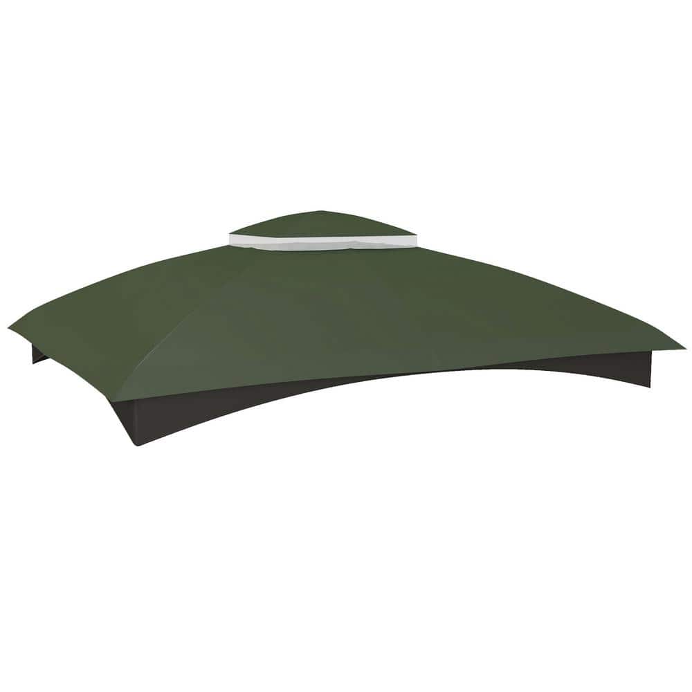 10 ft. x12 ft. Outdoor Patio Gazebo Replacement 2-Tier Canopy Top Roof Cover Only(Frame Not Include)in Green - Hercitys
