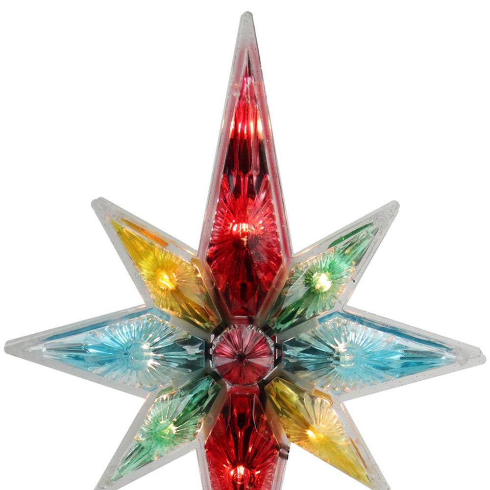 10.75 in. Multi-Color Faceted Star of Bethlehem Christmas Tree Topper – Clear Lights - Hercitys
