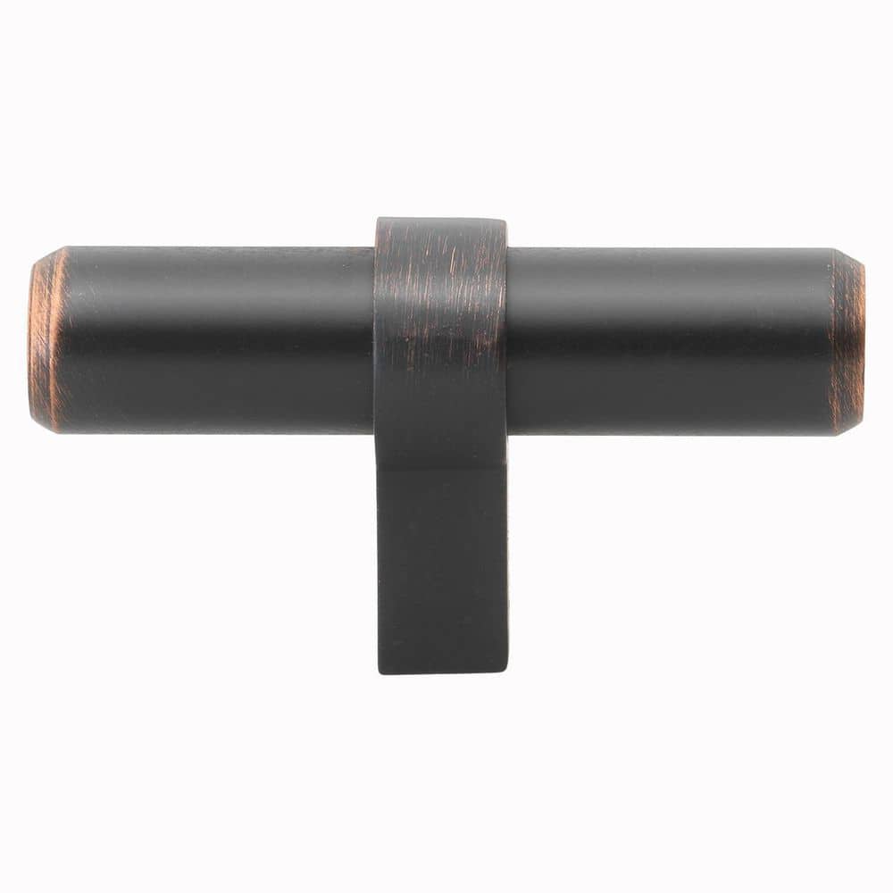 2-1/4 in. Solid Steel Euro Style Oil Rubbed Bronze Finish T-Bar Cabinet Knobs (10-Pack) - Hercitys