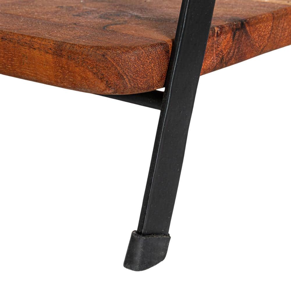 17.5 in. W x 16 in. H x 11 in. D Rectangle Natural Finish Acacia Wood 2 Tier Serving Tray Stand - Hercitys