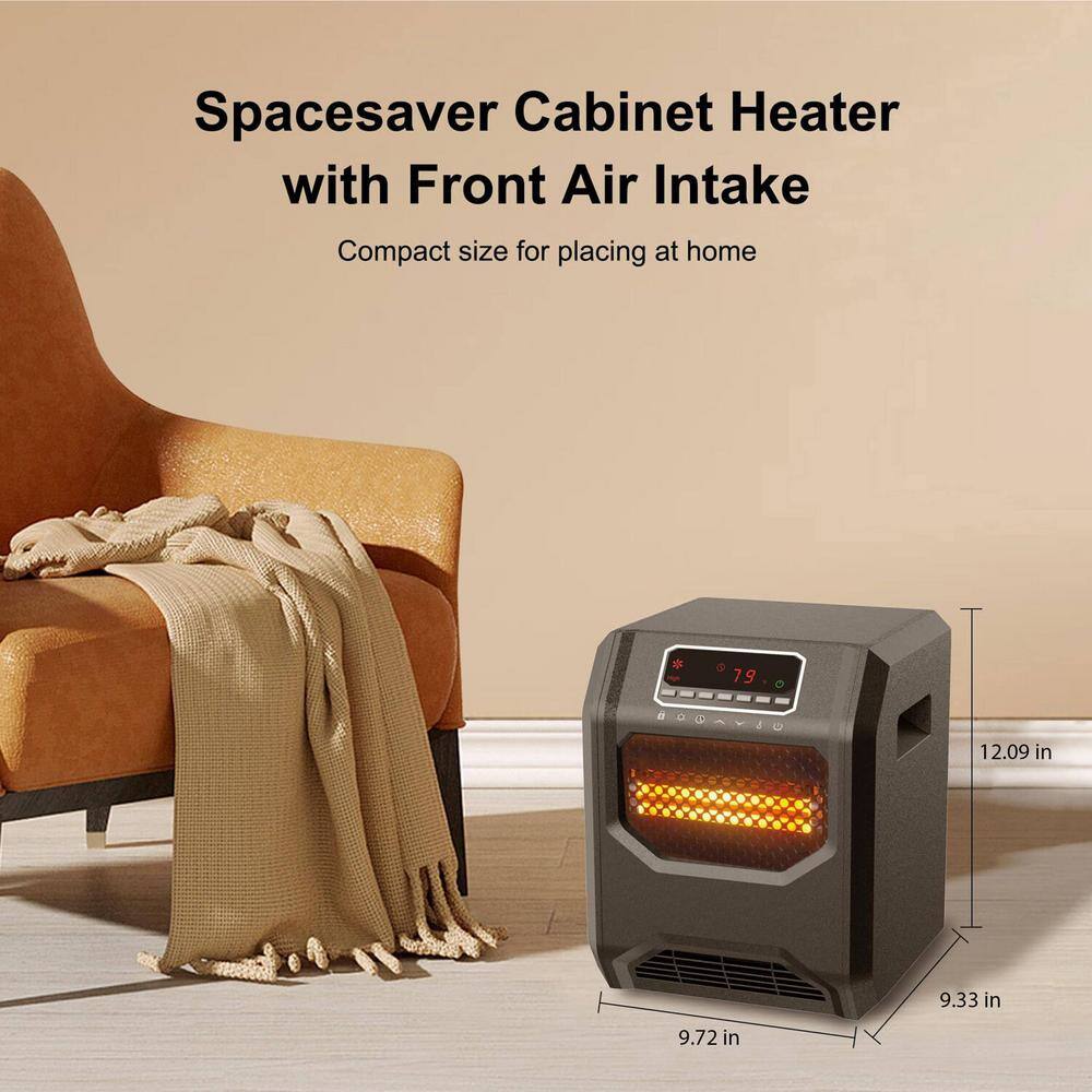 1500-Watt Electric 6 Element Compact Infrared Radiant Space Heater Electric in Black - Hercitys