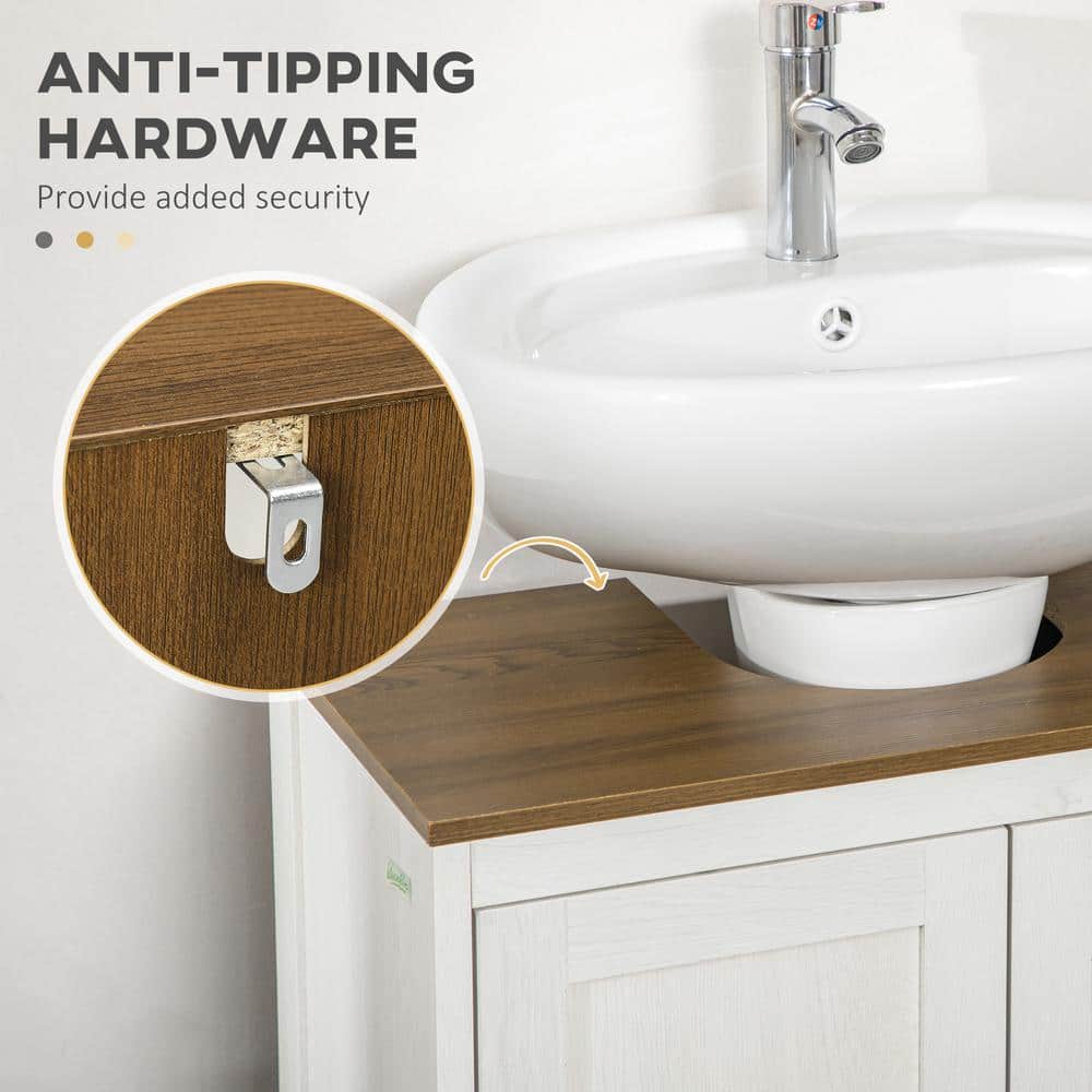 23.5″ W x 11.75″ D x 23.5″ H in Antique White Modern Ready to Assemble Bathroom Sink Cabinet with Adjustable Shelf - Hercitys