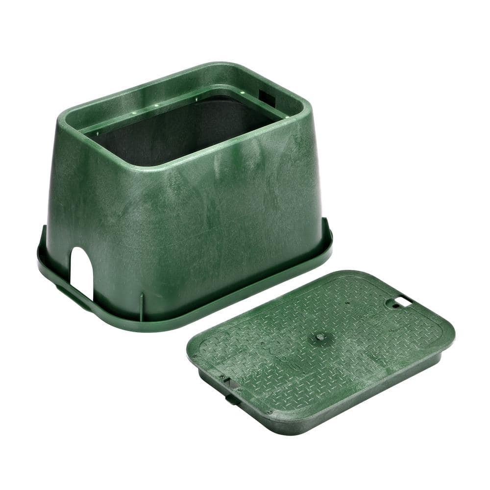 14 in. X 19 in. Rectangular Standard Series Valve Box & Cover, 12 in. Height, Green Box, Green ICV Cover - Hercitys