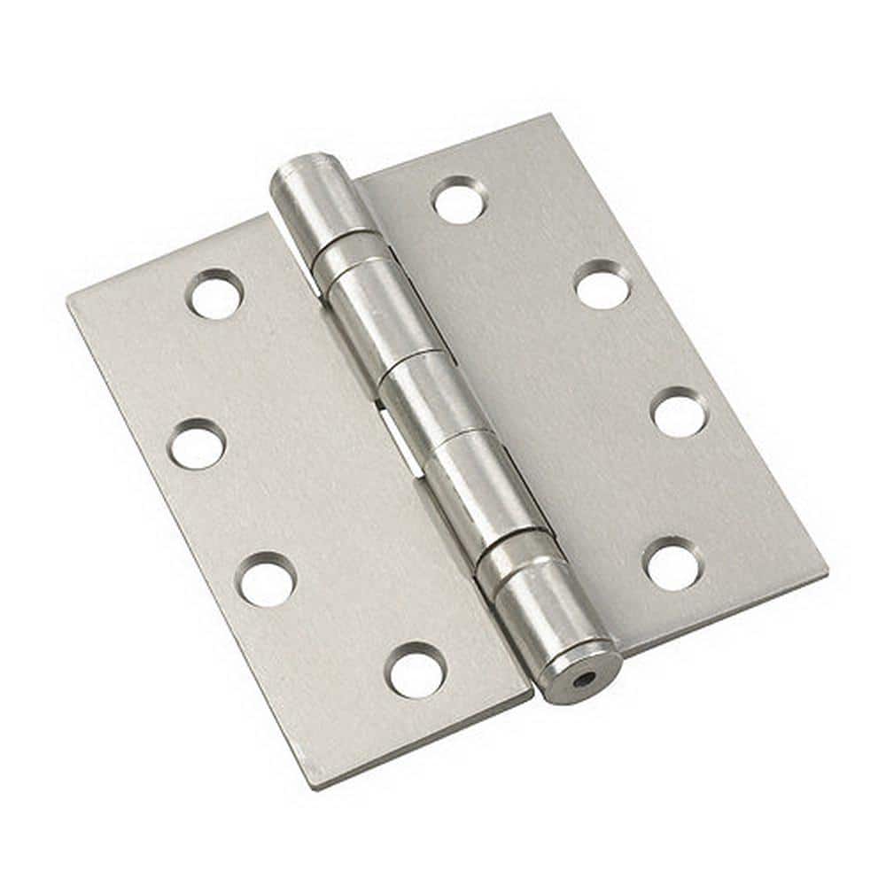 4 in. x 4-1/2 in. Brushed Nickel Full Mortise Ball Bearing Butt Hinge with Removable Pin (3-Pack) - Hercitys
