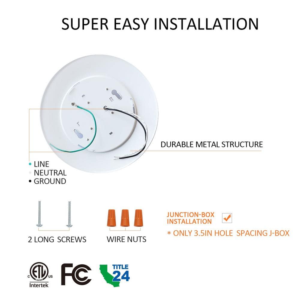 24-Pack 7.5 in. 90 CRI 3000K Warm White Dimmable Integrated LED Flush Mount Ceiling Light Disk Light - Hercitys