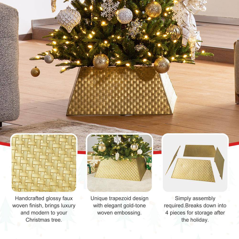 25.75 in. L Trapezoid Gold Metal Weave Tree Collar - Hercitys