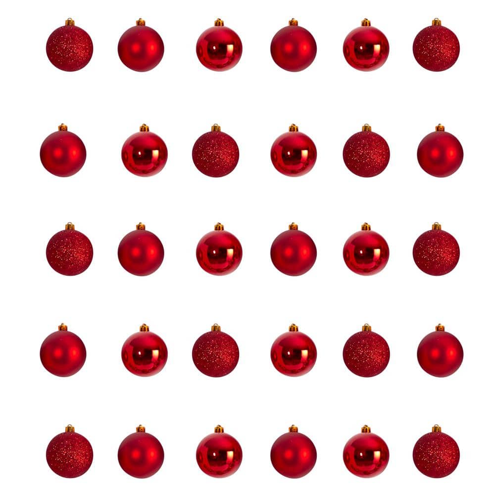 2.5 in. Shatterproff Holiday Christmas Ornament Set with Re-Useable Storage Container (30-Pack) - Hercitys