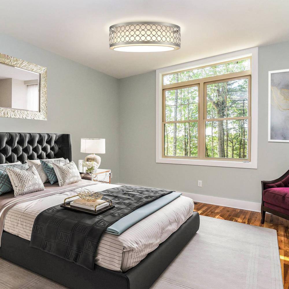 15.4 in. 23-Watt Integrated LED Flush Mount with Shade - Hercitys