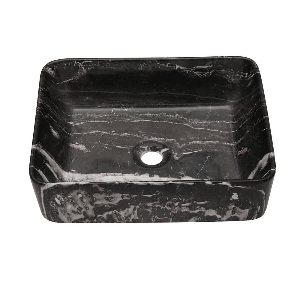 19 in. Framhouse Single Bowl in Black Ceramic Rectangular Vessel Bathroom Sink, Modern 19″x 15″ Framhouse Kitchen Sink - Hercitys