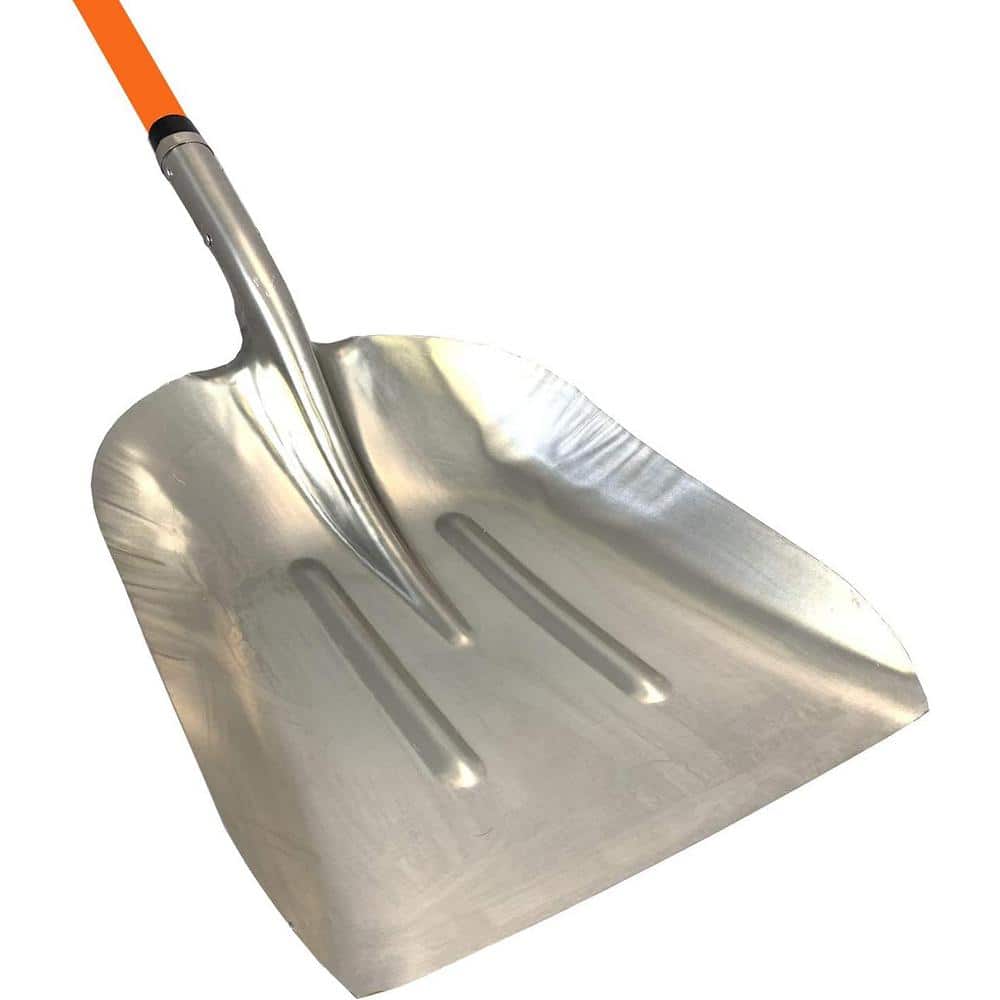 48 in. L Durable Fiberglass Handle Large Head Aluminum Scoop Shovel, Ashman Snow Shovel Aluminum (1-Pack) - Hercitys