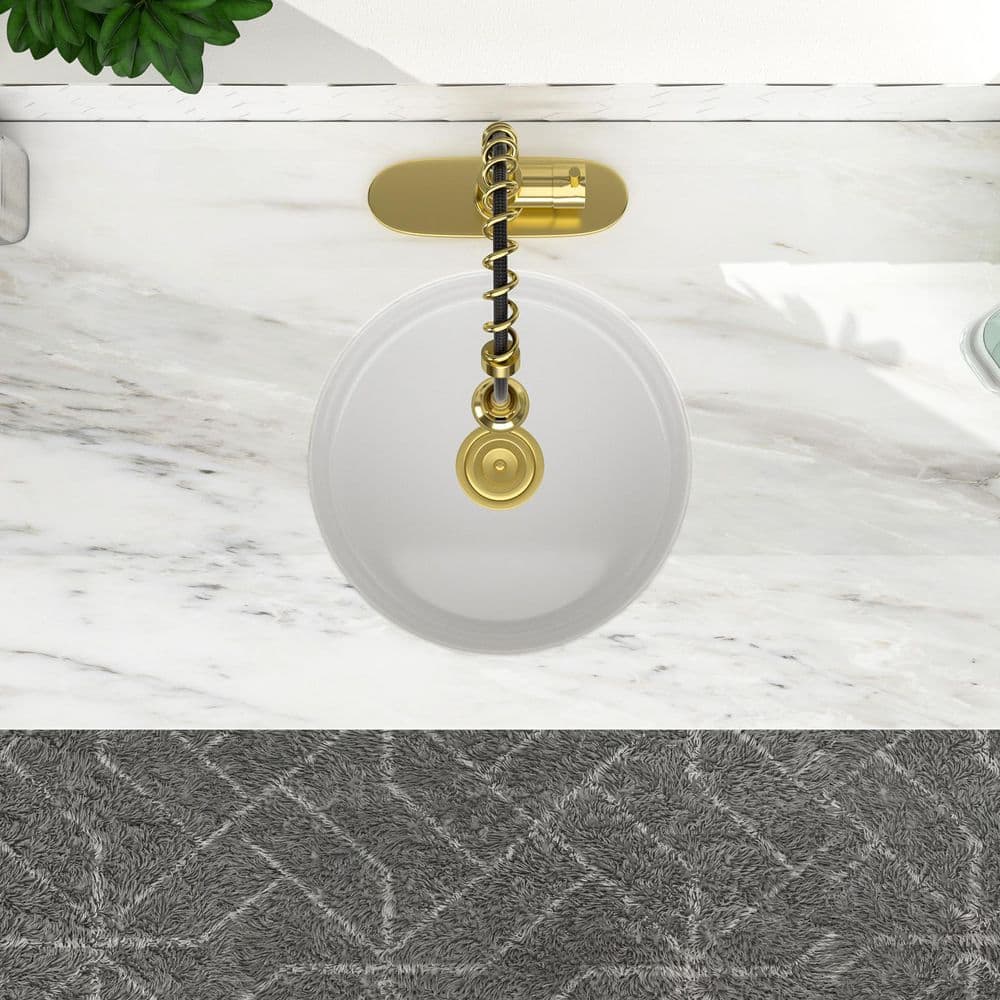 18 in. Undermount Single Bowl White Round Fireclay Kitchen Sink - Hercitys