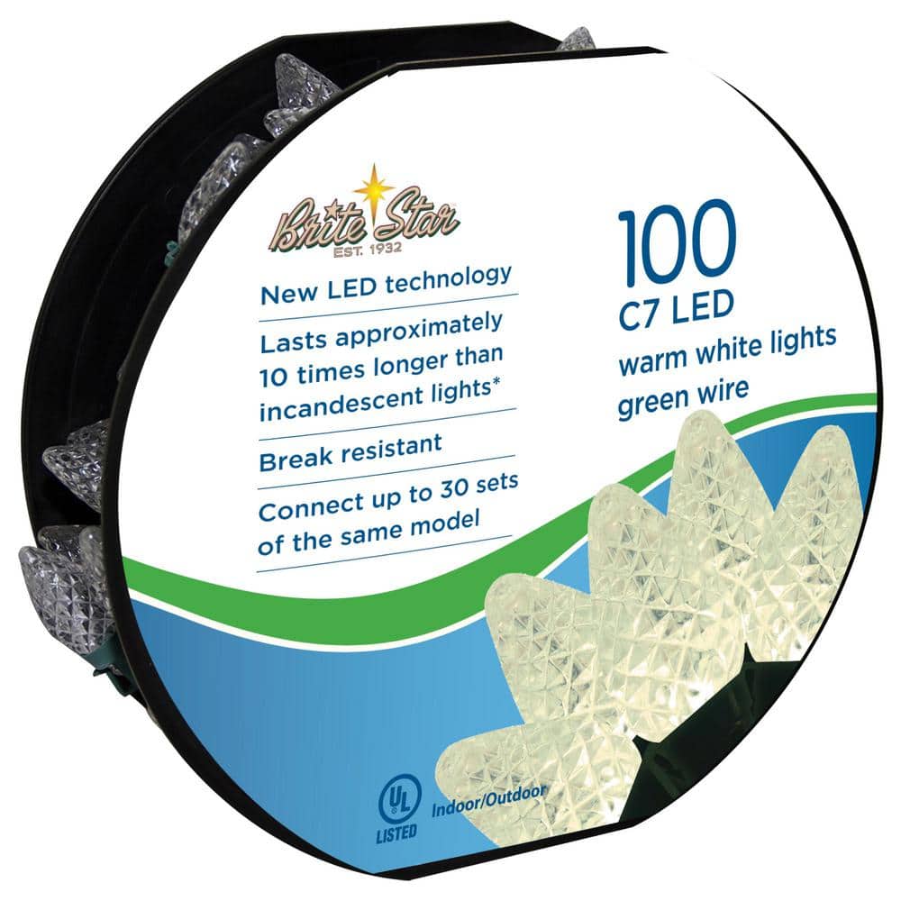 100-Light Warm White Faceted C7 LED Light Set - Hercitys