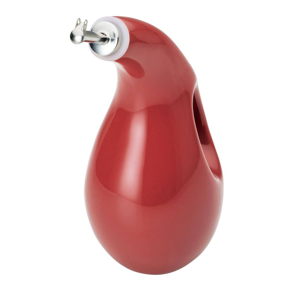 24 oz. Cranberry Red Ceramic EVOO Oil and Vinegar Dispensing Bottle - Hercitys