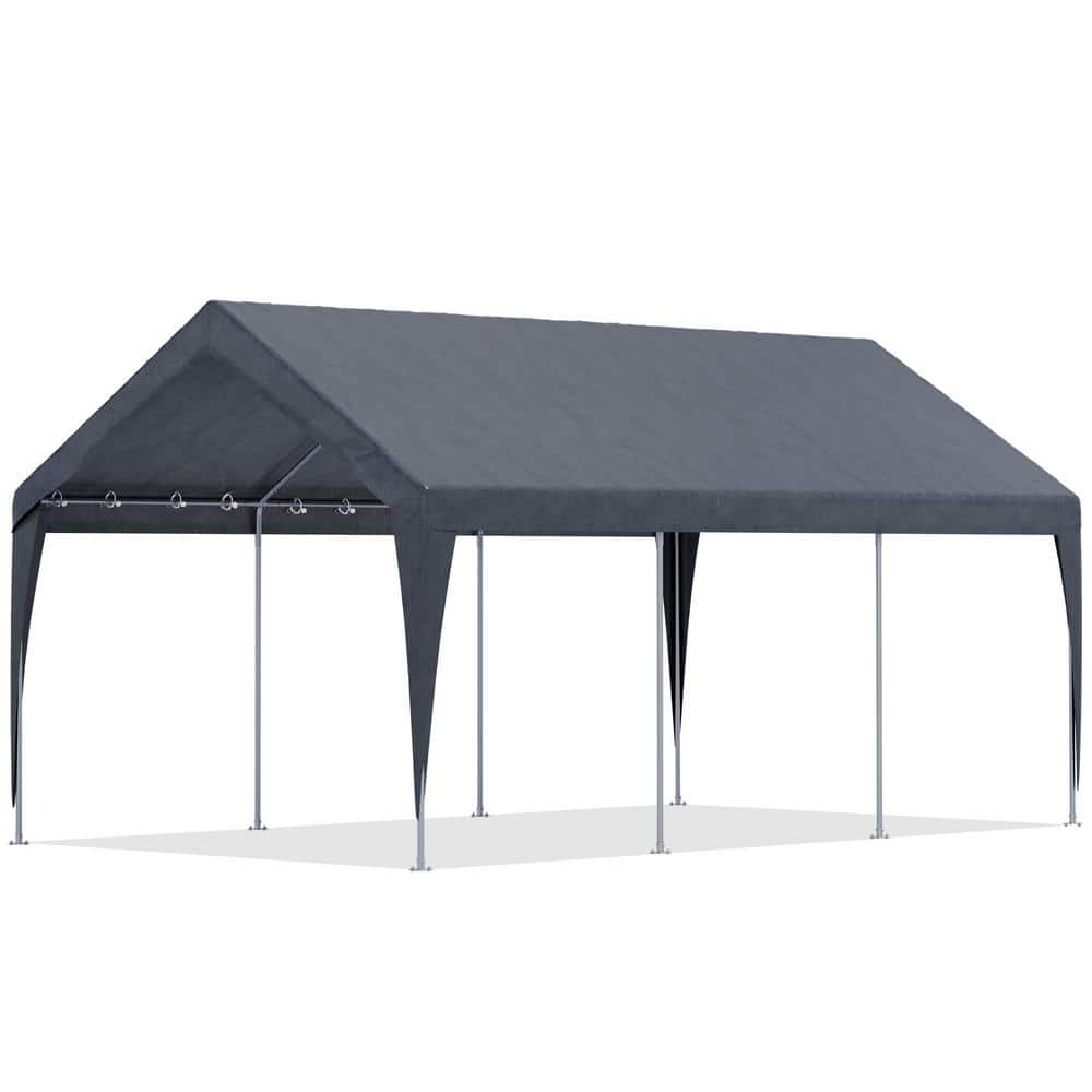 10 ft. W x 20 ft. D Heavy Duty Carport, Rainproof and UV Protected Shelter Cover, Outdoor Portable Garage for Car, Gray - Hercitys