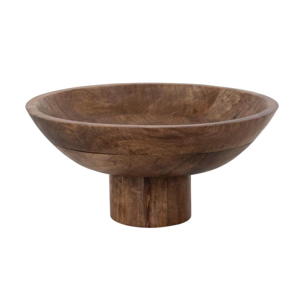218 fl. oz. 11.5 in. Natural Brown Mango Wood Serving Bowls (Set of 1) - Hercitys