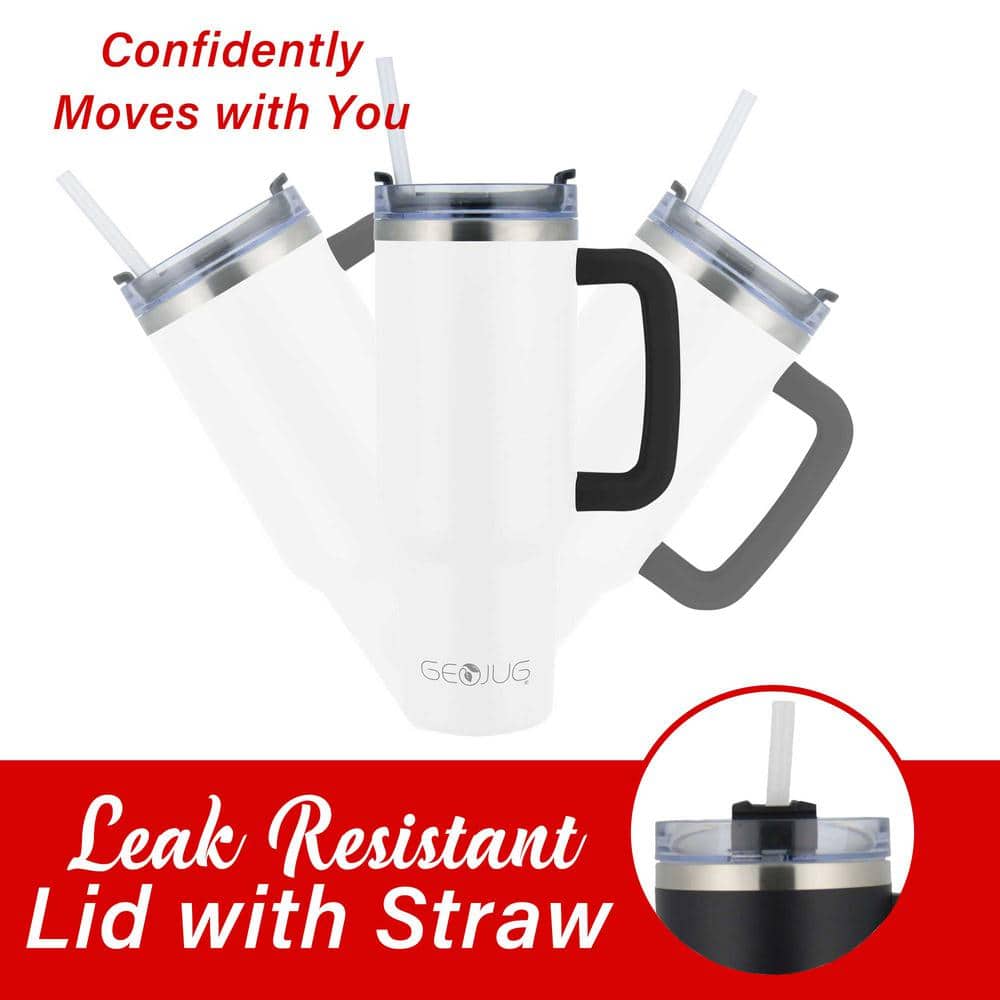 40 Oz. Insulated Cream Stainless Steel Tumbler with Lid and Straw - Hercitys