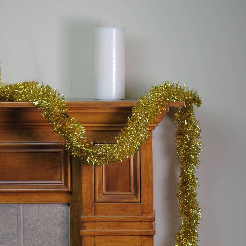 50 ft. Unlit Traditional Shiny Gold Christmas Foil Tinsel Garland - Hercitys