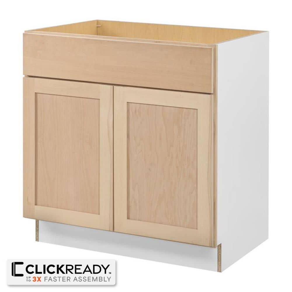 33 in. W x 24 in. D x 34.5 in. H Ready to Assemble Sink Base Kitchen Cabinet in Unfinished with CLICKREADY Technology - Hercitys