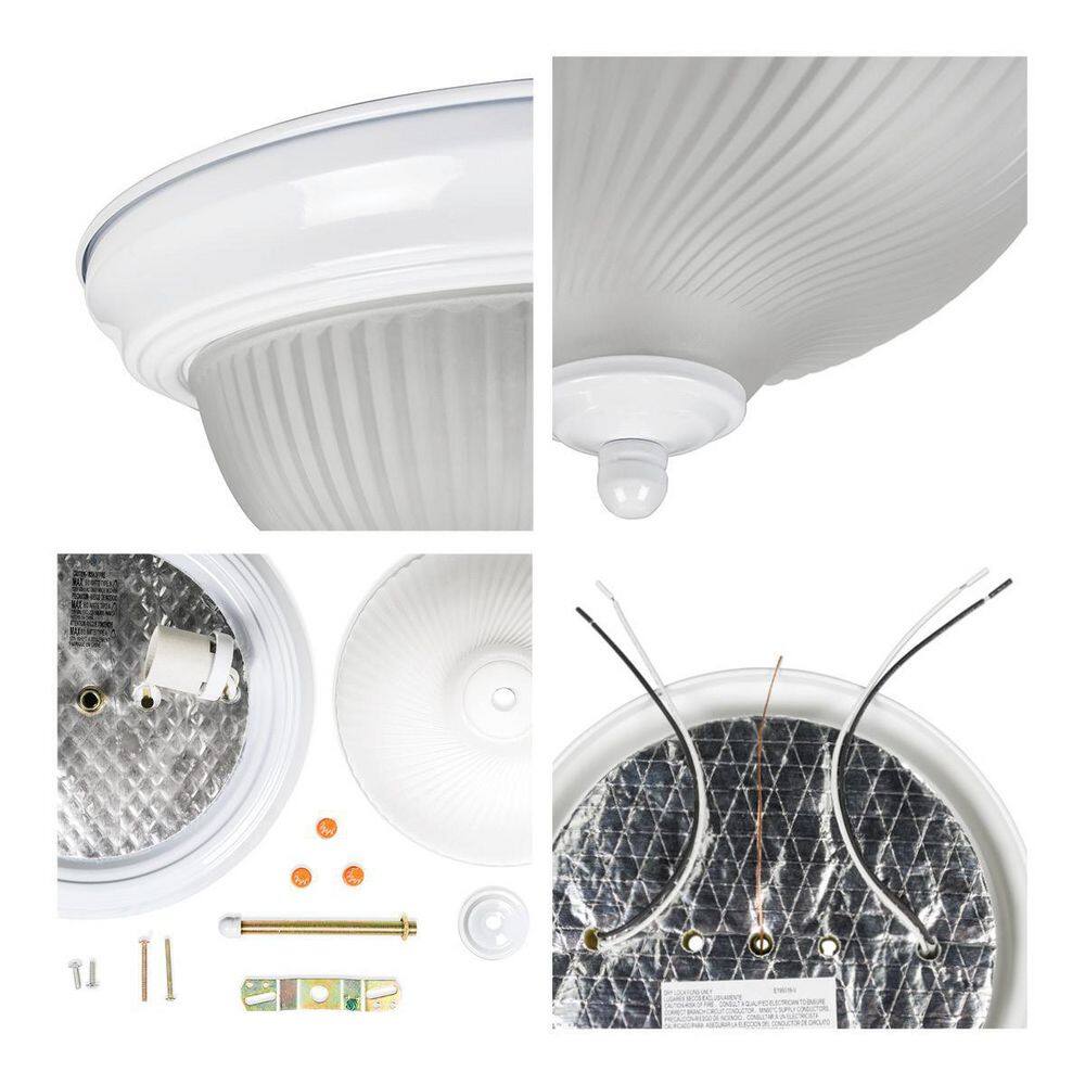 11 in. 2-Light Swirl Glass White Flush Mount - Hercitys