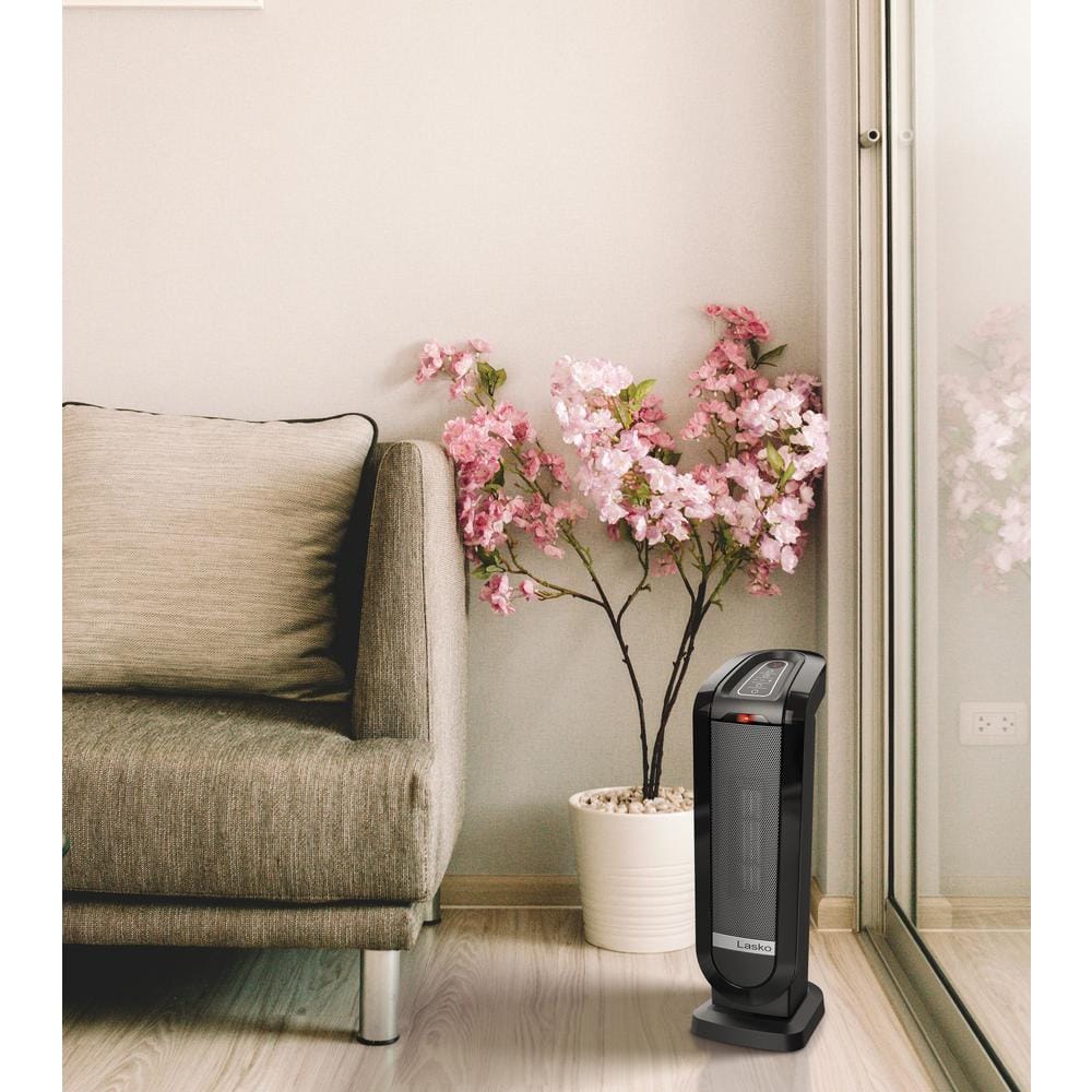 1500W 22 in. Black Electric Tower Oscillating Ceramic Space Heater with Digital Display, Timer and Remote Control - Hercitys