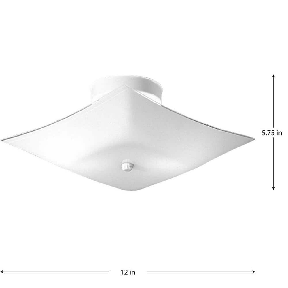 12 in. 2-Light White Flush Mount with Square White Glass - Hercitys