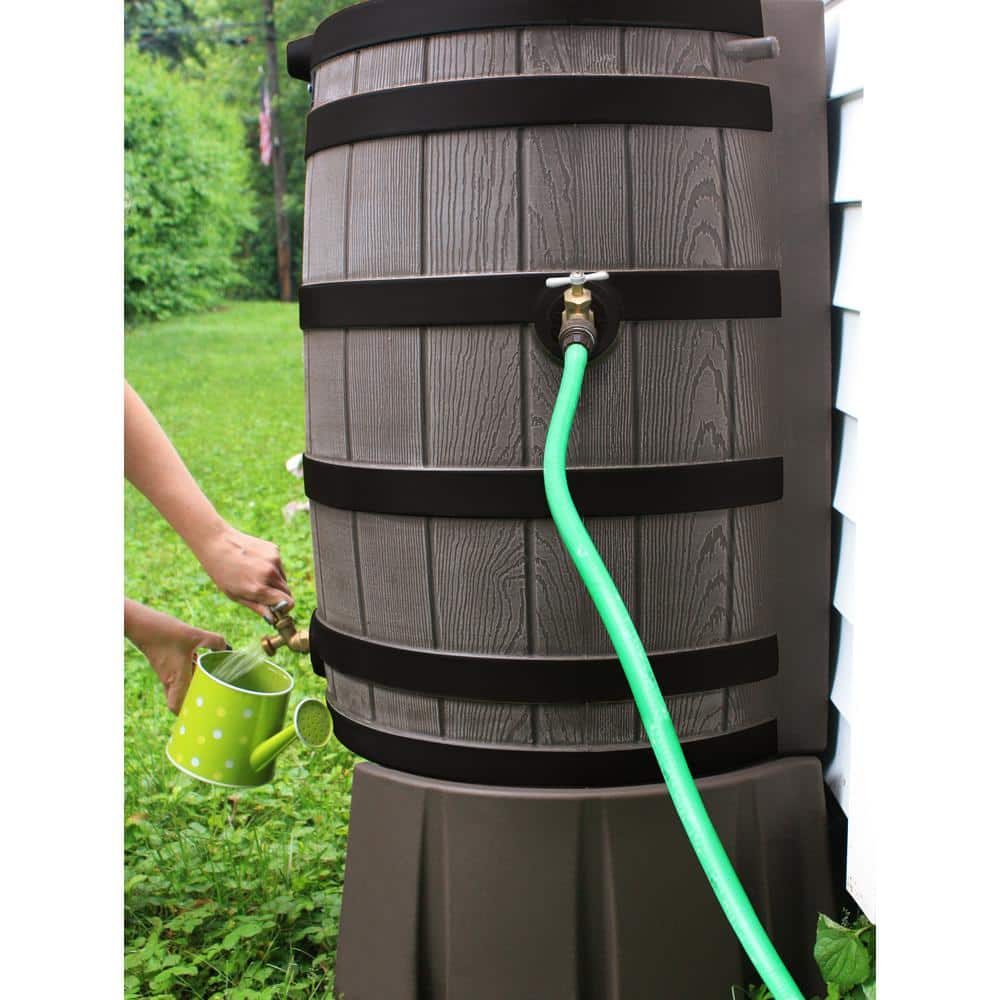 50 Gal. 12.5 in. Rain Barrel Stand in Oak - Hercitys