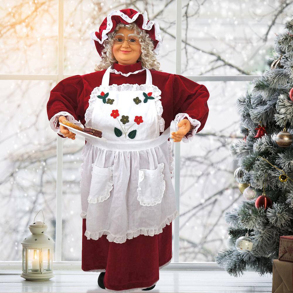 36 in. Christmas Baking Mrs. Claus with Apron, Christmas Cookies, Music and Motion - Hercitys