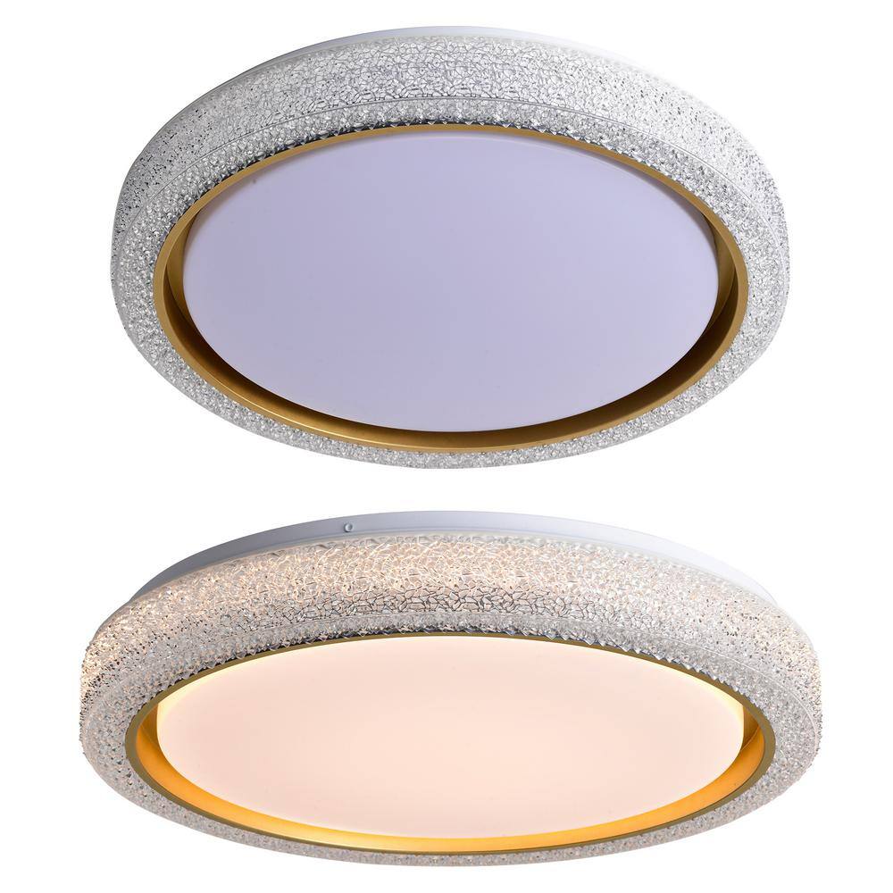 19.69 in. 1-Light White Selectable LED 36-Watt 5 CCT Flush Mount Ceiling Light - Hercitys