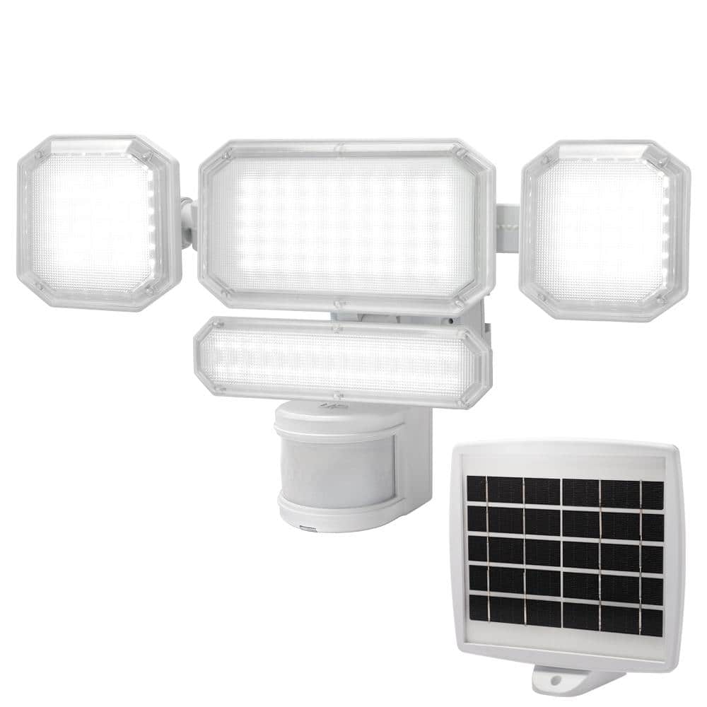 270° White Motion Sensor Solar Powered Outdoor 4-Head LED Security Flood Light 3000 Lumens - Hercitys