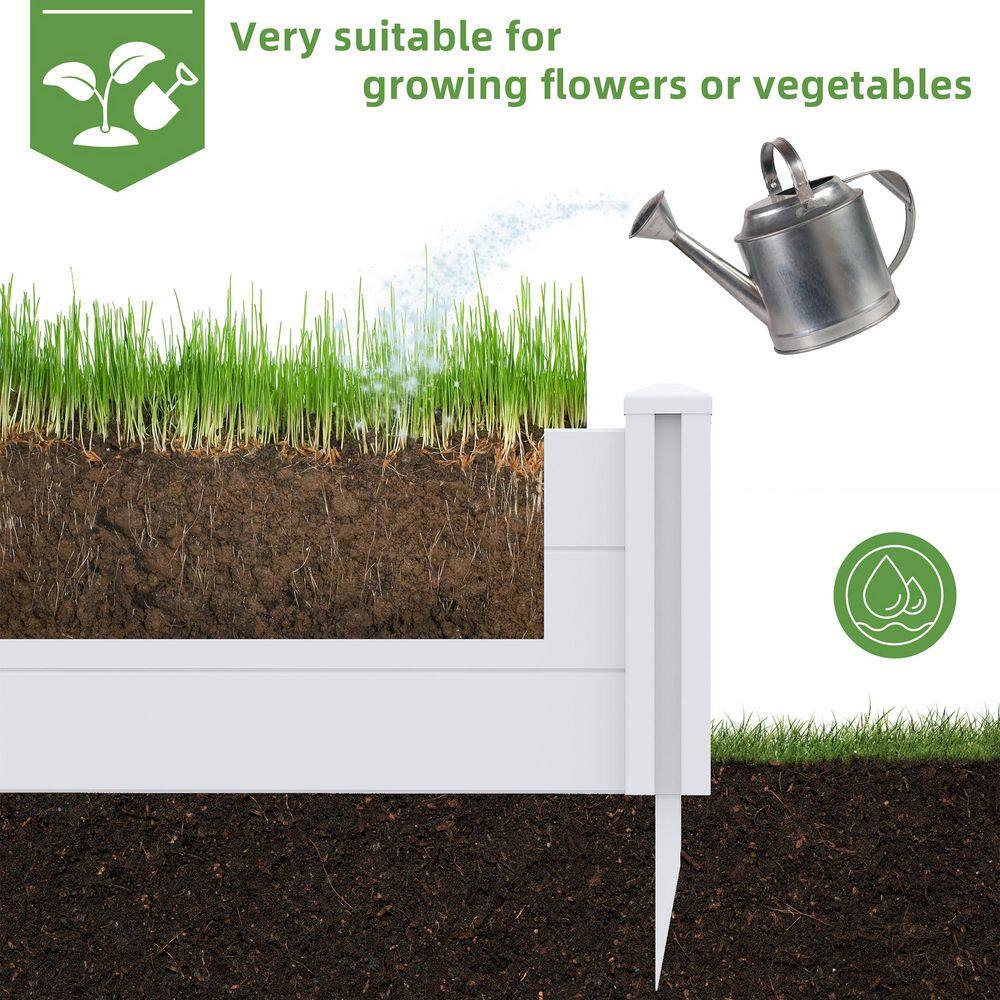 15.7 in. × 35.4 in. White PVC Plastic Raised Garden Bed Panels Durable and Elegant Boundary Solution - Hercitys