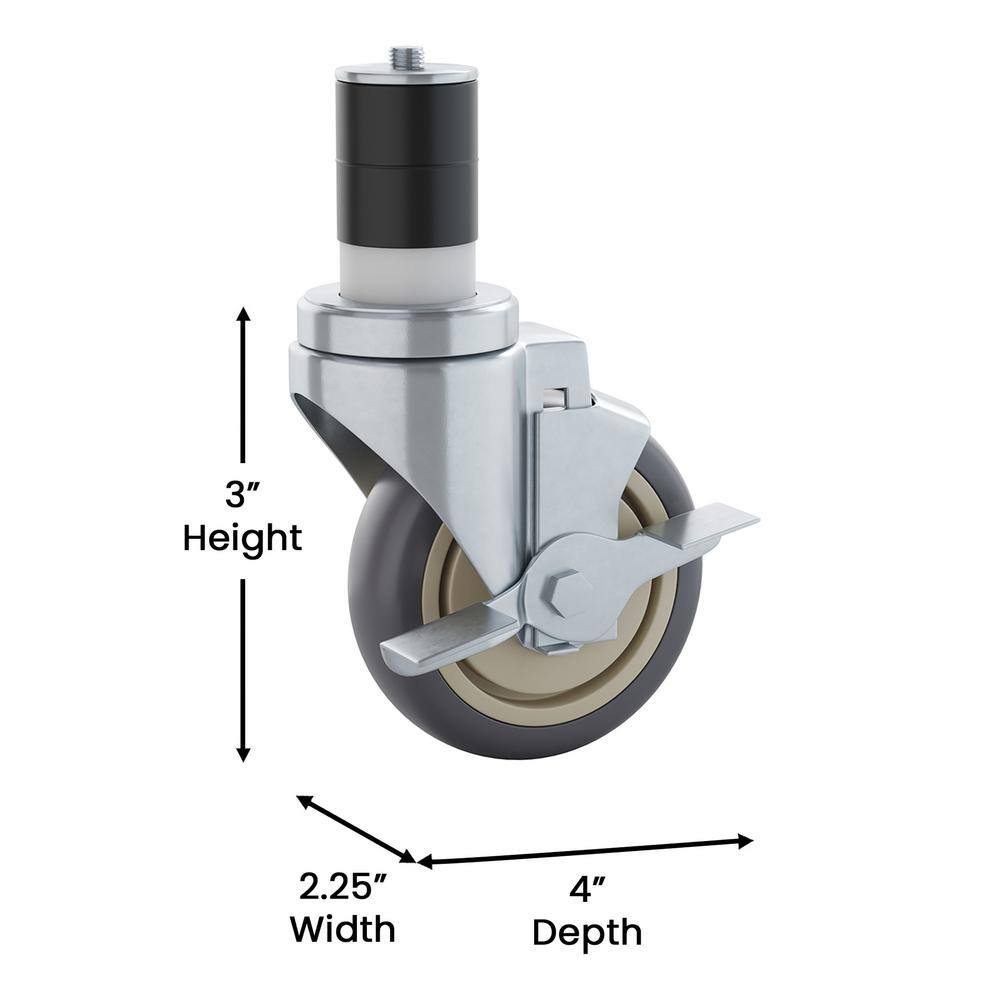 4 in. Stainless Steel Kitchen Prep Table Caster Wheels Set of 4 - Hercitys