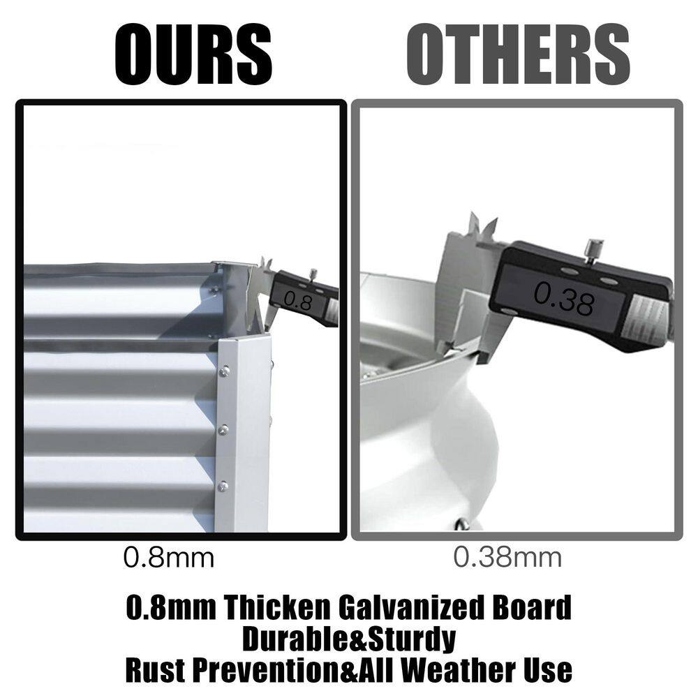 5.91 ft. x 2.95 ft. x 1.48 ft. Galvanized Metal Raised Garden Bed， Thickening Metal Planter Box, Silver - Hercitys