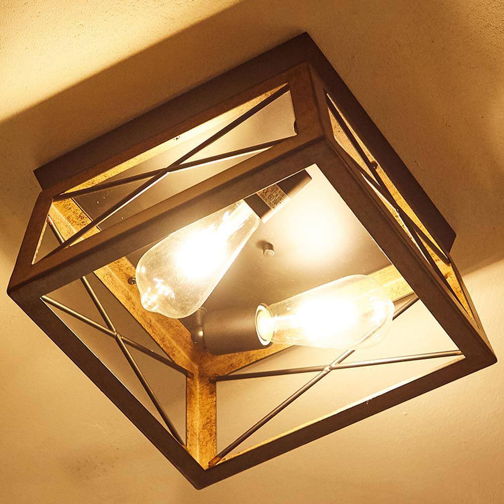 12 in. 2-Lights Bronze Ceiling Smart Flush Mount (1-Pack) - Hercitys