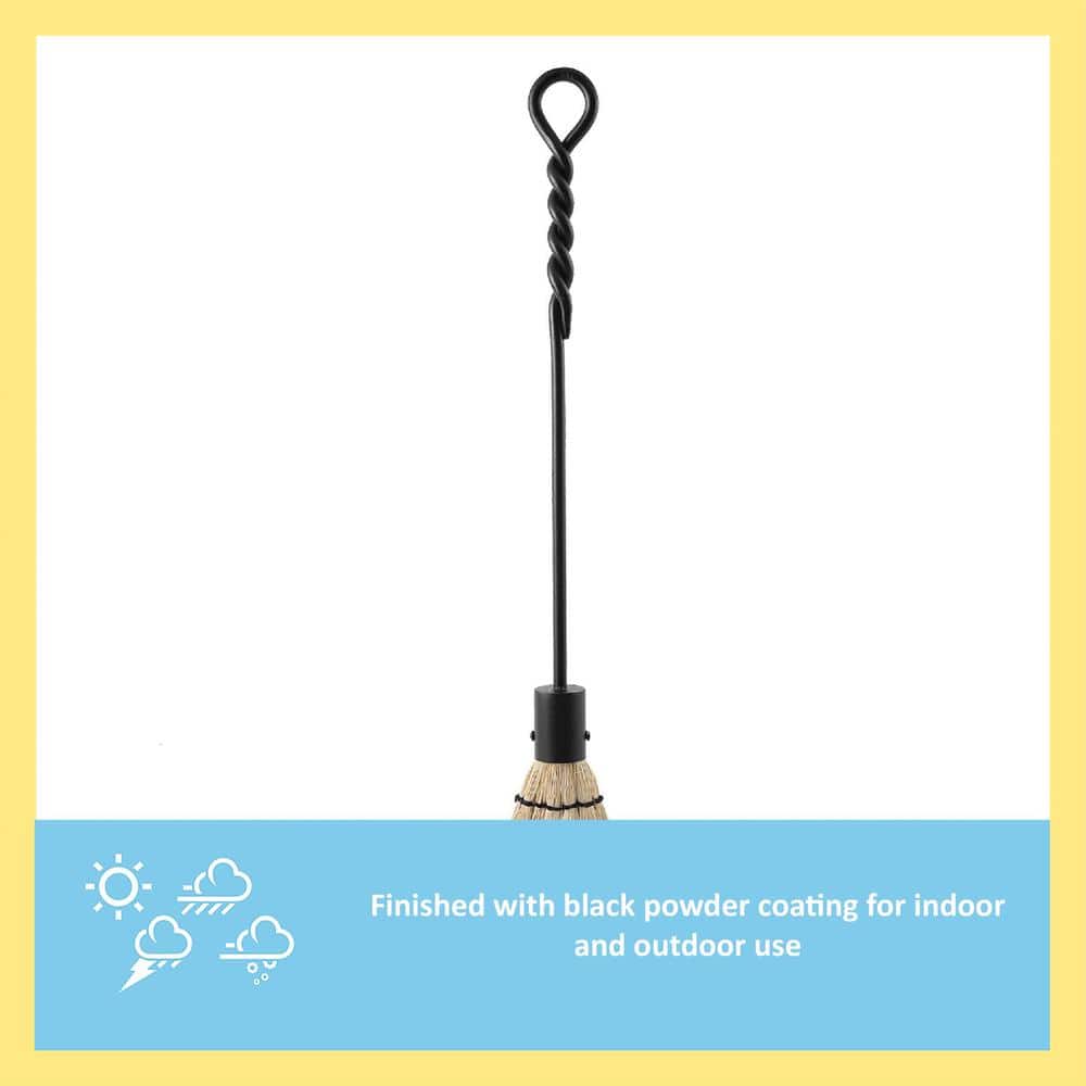 28 in. Tall Black Rope Design Standard Fireplace Brush Tool - Hercitys
