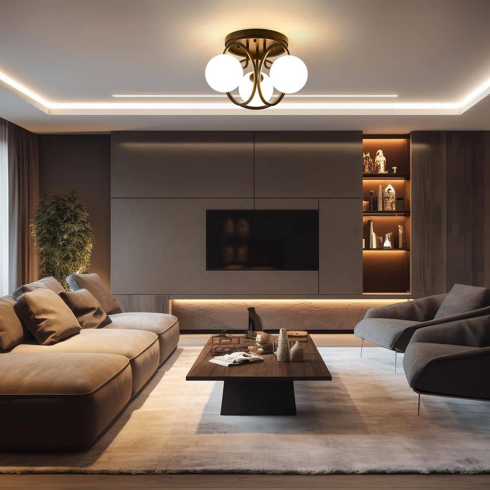 11.81 in. 3-Light Black Industrial Semi-Flush Mount Ceiling Light with Frosted Glass Shade - Hercitys