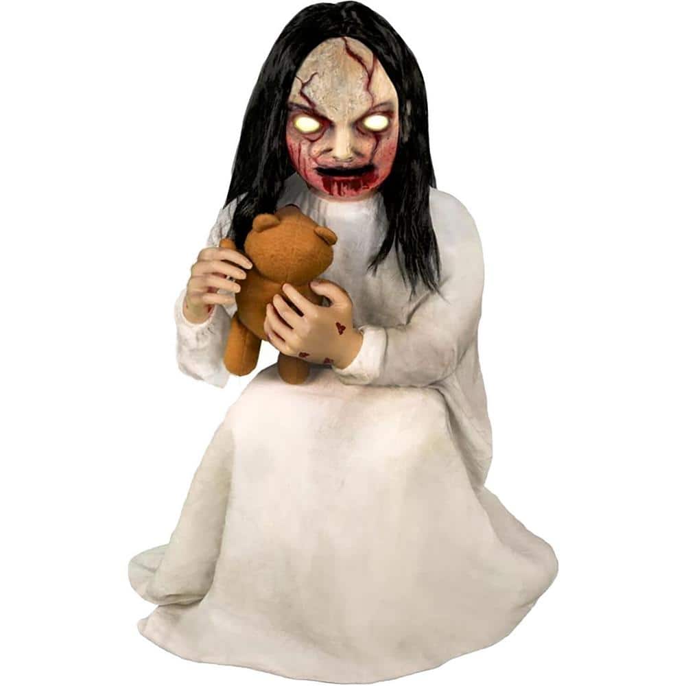 42 in. Motion-Activated Lunging Lily the Demonic Zombie Girl by Tekky, Premium Talking Halloween Animatronic - Hercitys