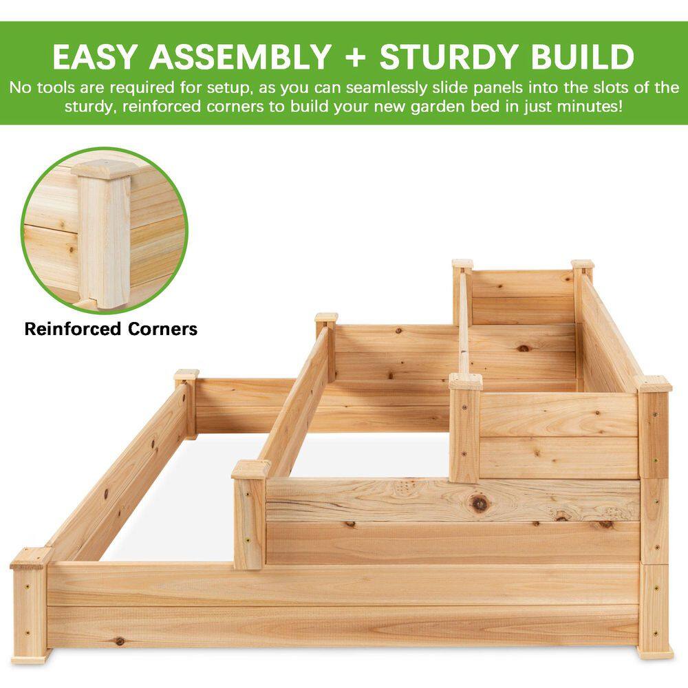 48 in. L x 48 in. W x 21 in. H Stackable Natural Wood Raised Garden Bed - Hercitys