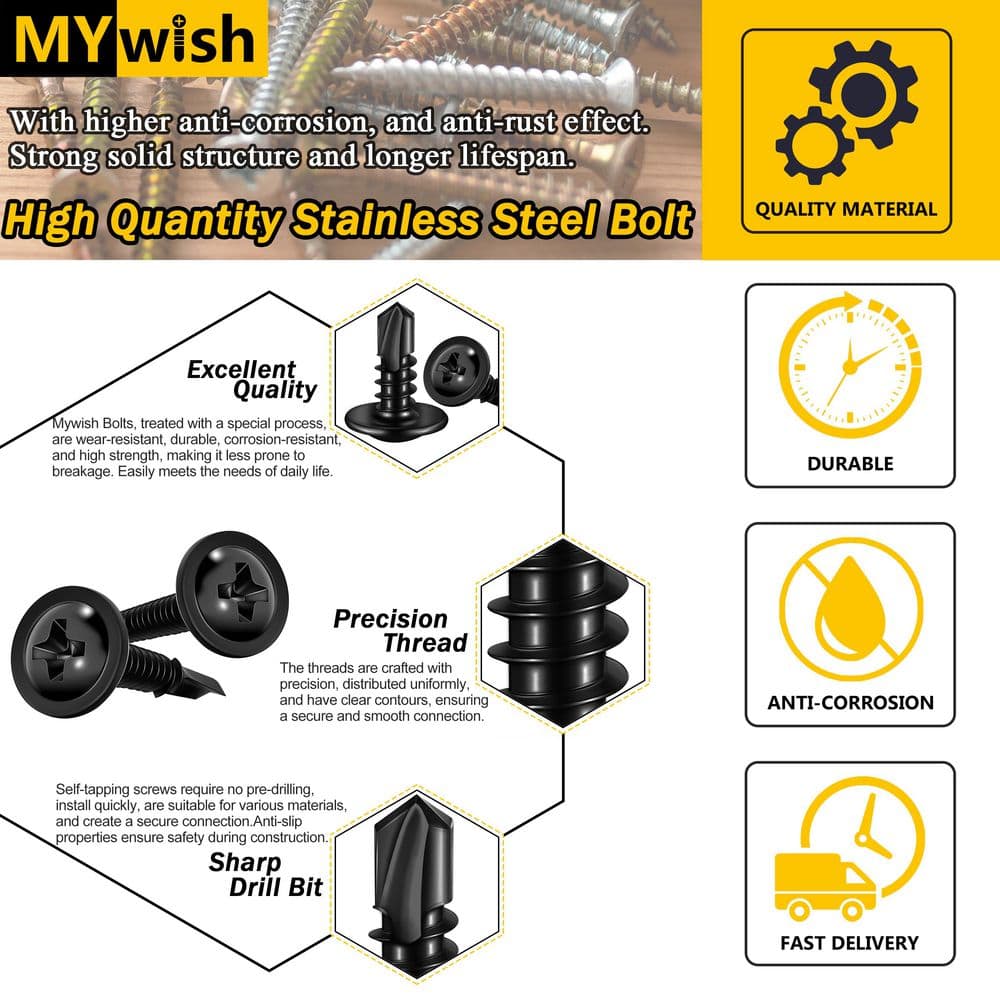 200-Pack #8 x 1-1/4 in Phillips Truss Head Self Drilling Sheet Metal Screws - Hercitys