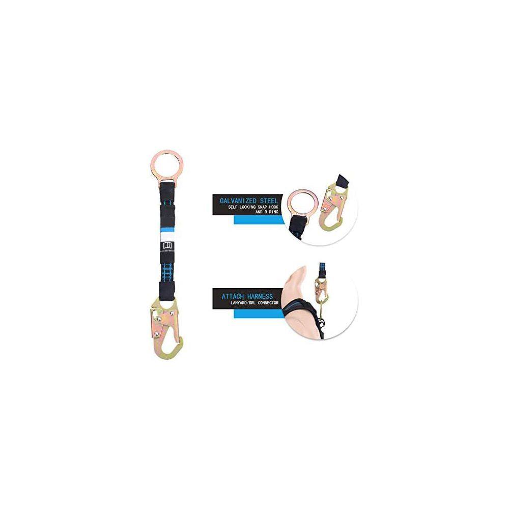 18 in. D Ring Extender with Galvanized Steel Snap Hook and O Ring Heavy Duty Fall Protection Lanyard - Hercitys