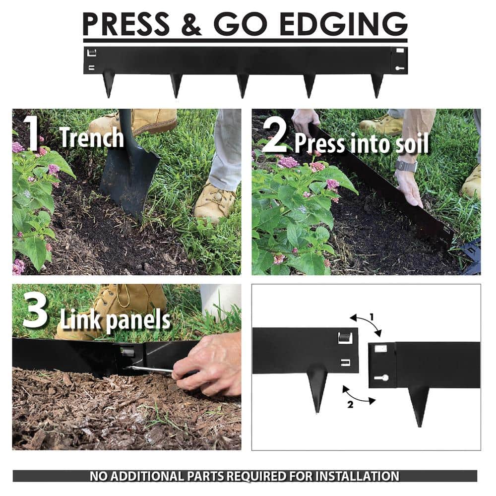 39 in. x 4 in. Brown Steel Landscape Edging (5-Pack) - Hercitys